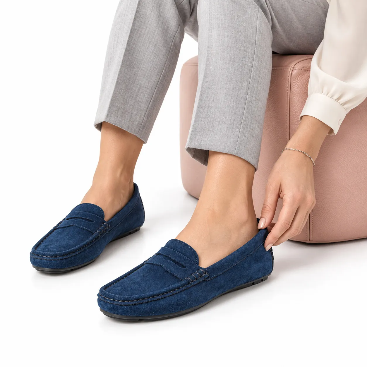Mocassin pour femme M2023-1 bleu daim 
